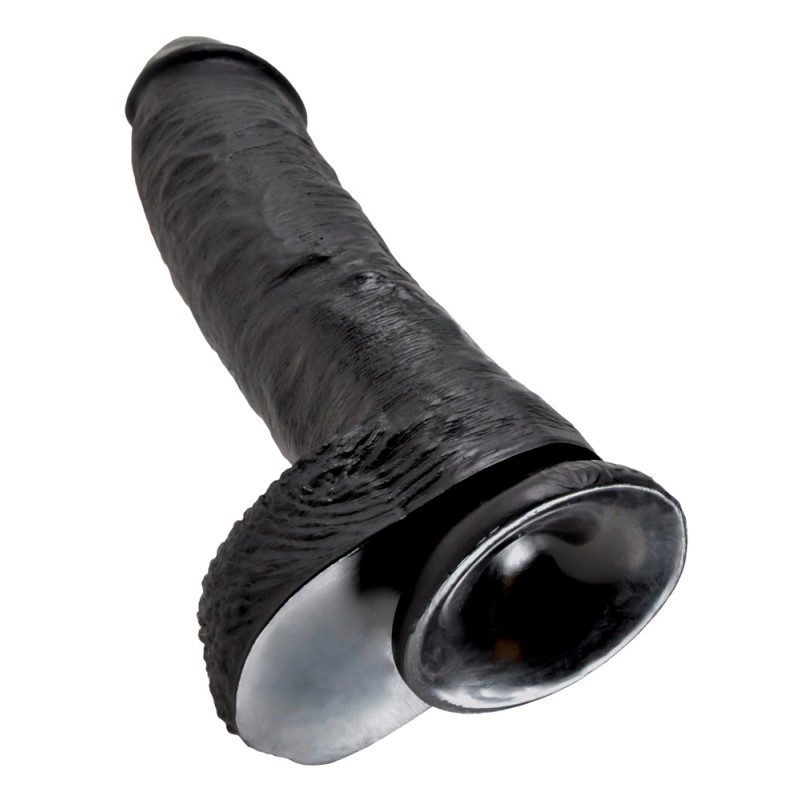 King Cock - Realistyczne Dildo Z Żołędziem Jądrami I Żyłkami 25 CM Czarny